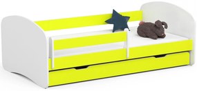 Łóżko dziecięce z barierką białe + limonka - Elea 3X 70x140