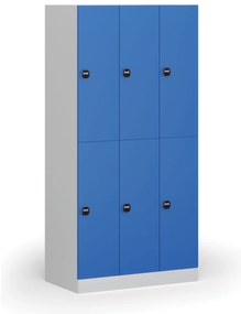 Szafka skrytkowa S1, 6 schowków, 1850 x 900 x 500 mm, zamek RFID, drzwi niebieskie