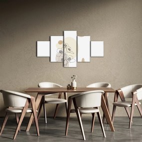 Obraz - Beżowe kwiaty z motylem N⁰4 (125x70 cm)