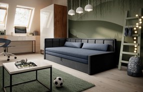Sofa rozkładana z funkcją spania FULGEO szara/granatowa lewa ELTAP