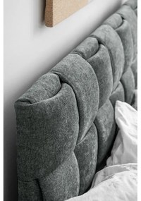 Jasnozielone tapicerowane łóżko dwuosobowe ze stelażem 180x200 cm Eve – Miuform