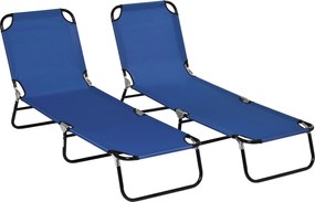 Outsunny Zestaw 2 leżaków składanych ogrodowych z 5-stopniową regulacją oparcia do 120 kg | Aosom PL