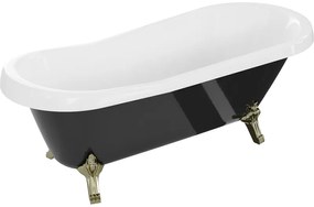 Mexen Retro wanna wolnostojąca 170 x 75 cm, biała/czarna, nogi złote - 53251707575-50