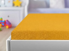 PrzytulneMieszkanie.pl Frotte prześcieradło do dziecięcego łóżeczka PREMIUM 60x120 cm żółto-pomarańczowe