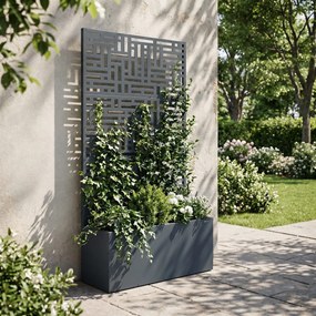 Pergola ogrodowa metalowa z donicą antracytowa 3in1, 900x1800x300 mm: ROSE
