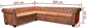 6-osobowy brązowy narożnik w stylu Chesterfield - Xavier 6Q