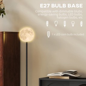 HOMCOM Lampa podłogowa z kloszem w kształcie księżyca, przełącznik nożny, 3 temperatury barwowe, metal, czarna