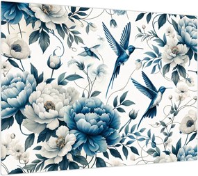 Obraz - Kolibry z kwiatami (70x50 cm)