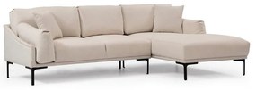 Jasnobeżowa sofa narożna Artie Leo, narożnik prawy