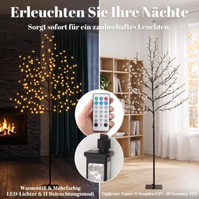 HOMCOM Drzewko kwitnącej wiśni LED 180 cm z 200 LED, sztuczne świecące drzewko z 20 giętkimi gałązkami, dekoracja świąteczna | Aosom PL