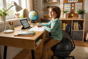 Krzesło ergonomiczne z piłką BIO-VITA, krzesło do aktywnego siedzenia przy biurku, kolor czarny