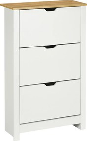 HOMCOM Szafka na Buty Biała z 3 Klapami 72x26x112cm | Aosom PL