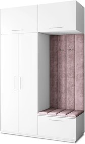 Masseno Garderoba REMA 150/240/60 cm Nowoczesna Szafa do Przedpokoju Biała, MONOLITH 62 (Wrzosowy)