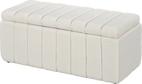 HOMCOM Tapicerowana ławka do sypialni z miejscem do przechowywania, wytrzymała do 120kg, 102x45x46cm, Kremowobiały