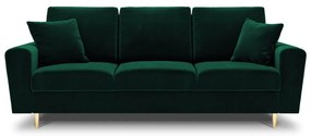 Zielona aksamitna rozkładana/ze schowkiem sofa 235 cm Kyoto – Cosmopolitan Design