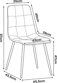 Zestaw 2 czarnych nowoczesnych krzeseł welurowych - Verlino