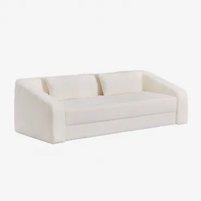 Sofa Rozkładana 3-osobowa Z Tkaniny Bouclé Dalila Bukla Złamana Biel - Sklum