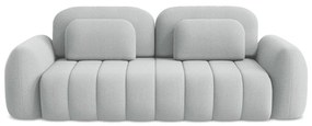 Jasnoszara sofa rozkładana z materiału bouclé ze schowkiem 266 cm Pele – Makamii