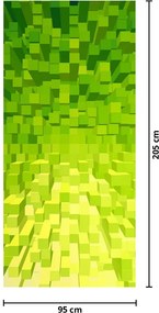 Fototapeta na drzwi - Żółto-zielone kostki (95x205cm)