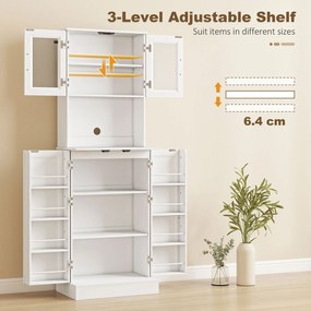 HOMCOM Biała szafka kuchenna z regulowaną półką drzwi akrylowe otwór na kable do kuchni i salonu | Aosom PL