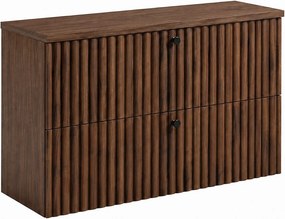 Szafka łazienkowa wisząca z blatem 80, dąb orzech + blat dąb orzech, uchwyty w trzech kolorach, 80 x 44,4 x 58,6 cm
