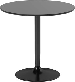 HOMCOM Stół jadalniany dla 2 osób, okrągły blat Ø80 cm, MDF i Stal, antypoślizgowy, Czarny, 75W cm