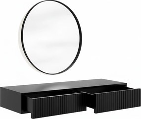 Toaletka wisząca Nicole z czarnym lustrem 60 cm - czarny mat / czarny