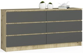 Młodzieżowa komoda z szufladami dąb artisan + grafit - Kali 3X