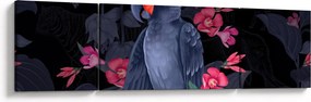 Obraz - Papuga wśród kwiatów (170x50 cm)