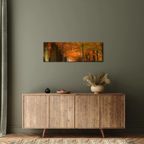 Obraz - Aleja drzew jesienią (z zegarem) (90x30 cm)