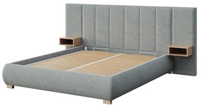 Szare tapicerowane łóżko dwuosobowe ze stelażem 180x200 cm Fioro – MESONICA