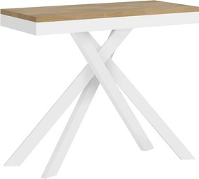 Konsola rozkładana 90x40/300 cm Krack Evolution dąb naturalny biała rama