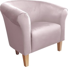 Fotel Milo tkanina Welur wygodny fotel tapicerowany do salonu i sypialni : Kolor nogi - Drewno, Kolor tkaniny - VELVET - MG55, Wysokość nogi - 15 cm
