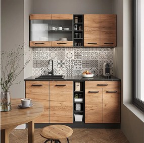 Pojedyncza kuchnia złoty dąb power/antracyt 160x46x81.6 r-line