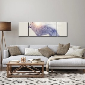 Obraz - Wilk arktyczny odzwierciedla dziki krajobraz (170x50 cm)