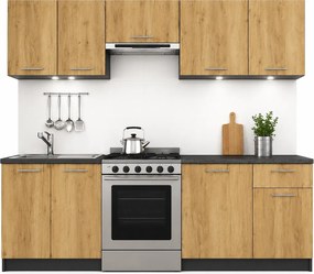 Zestaw mebli kuchennych 240 cm - dąb craft + antracyt T3-G91