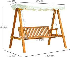 Stylowa Huśtawka Ogrodowa Outsunny dla 3 osób z Modrzewia