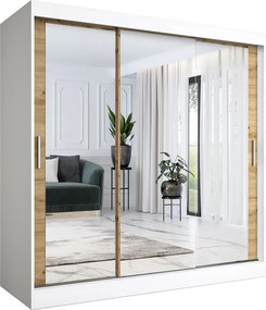 Szafa przesuwna z lustrem biały + dąb artisan 200 cm C9-W07