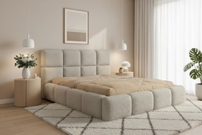 Łóżko tapicerowane Cloud 160x200 z pojemnikiem - jasny beż bukla Quelle 02