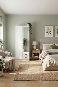 Biała skandynawska szafa z lustrem F2-L27