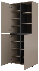 Szafa do przedpokoju CROSS 3D 80cm congo/czarna z półkami HELVETIA