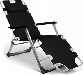 Leżak ogrodowy rozkładany Tossa DC01-GR-BK, poduszka czarna, stelaż szary