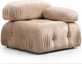 Elegancki fotel 1-osobowy, kolor kremowy, 95x95x75 cm | Konstrukcja z drewna bukowego i płyty wiórowej, 100% poliester, zdejmowane oparcie i podłokietniki | Idealny