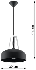 Czarna drewniana lampa wisząca loft - EX516 Hirumi