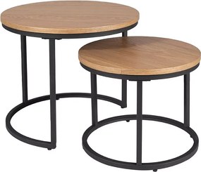 Zestaw 2 stolików kawowych AMARO dąb/czarny