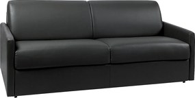 Kanapa 4-osobowa rozkładana typu express z czarnej ekoskóry z siedziskiem z pianki z pamięcią kształtu - Powierzchnia 160 cm - Materac 18 cm CALIFE