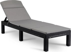 Fotel Ogrodowy Leżak LUIZJANA Technorattan Czarny/Szary