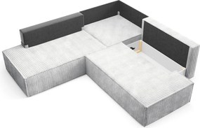 Masseno Narożnik TESSO z funkcją spania i pojemnikiem na pościel Narozniki L, Rozkładana sofa - Szary, TILIA 86