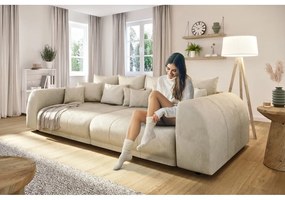 Kremowa sztruksowa rozkładana sofa 310 cm Vanessa – Ropez