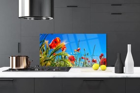 Szkło Dekoracyjne do Kuchni Polna Łąka Pełna Maków